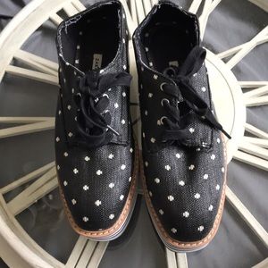 Zara Black Polka Dot Platform Shoes